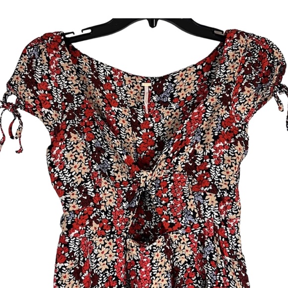 Free People Miss Right Mini Dress Floral Print Cap Sleeve Keyhole Cut Out  Sz: S - Picture 3 of 8
